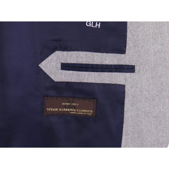 Andrew Lock Bespoke Tailored Gray Fleece 120s Wool 2-Btn Suit 46L - Picture 10 of 12